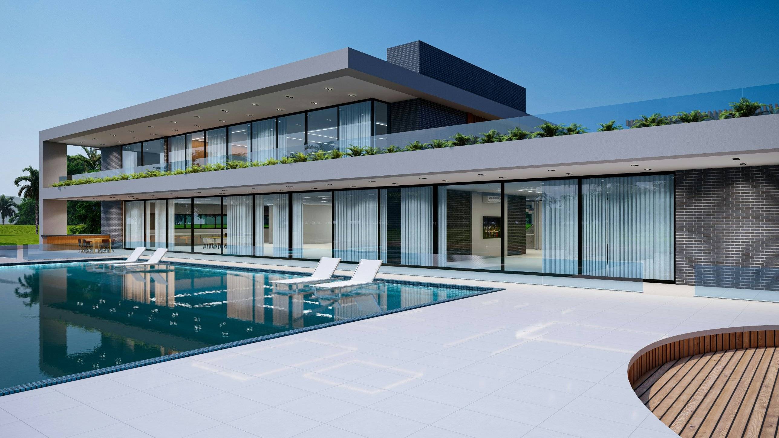 Moodsa villa 3D-visualiseering basseiniga